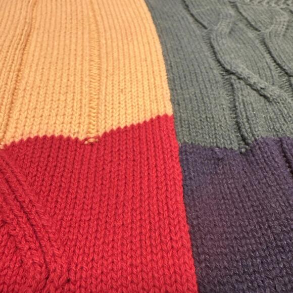 Nautica VTG Color Block Cable Knit 100% Cotton Crew Neck Sweater Med 90s - Picture 2 of 9